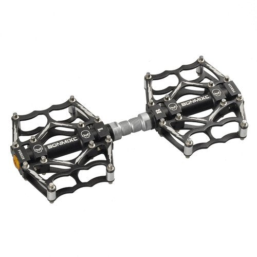 BONMIXC Mountain Bike Pedals Flat Bicycle Pedals Sealed Bearing Metal Platform Road Bike Pedals Black 9/16" Thread