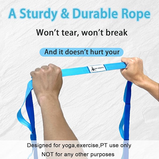 Stretching Strap Yoga Strap with Loops, Stretch Straps for Physical Therapy, Non-Elastic Exercise Strap for Pilates, Dance and Gymnastics with Workout Guide