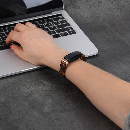 iLVANYA Resin Band Compatible with Fitbit Inspire 2 /Inspire HR/Inspire Bands Women, Adjustable Wristband for Fitbit Inspire Accssorises (Tortoise Stone)