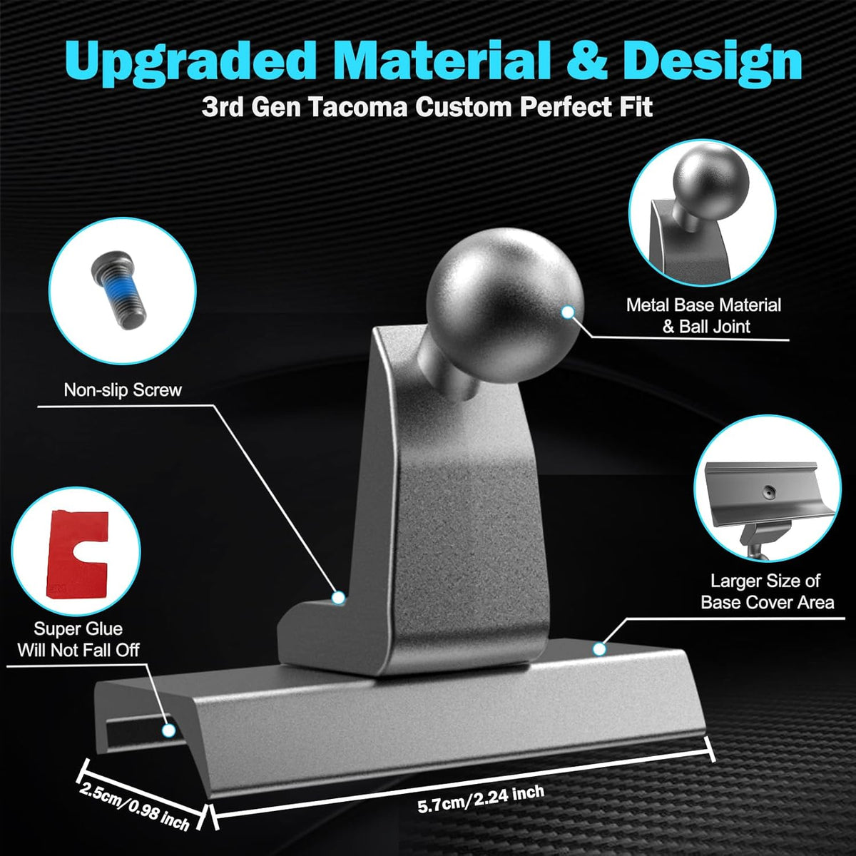Adjustable Dashboard Metal Phone Mount Holder for 2016-2023 Toyota Tacoma