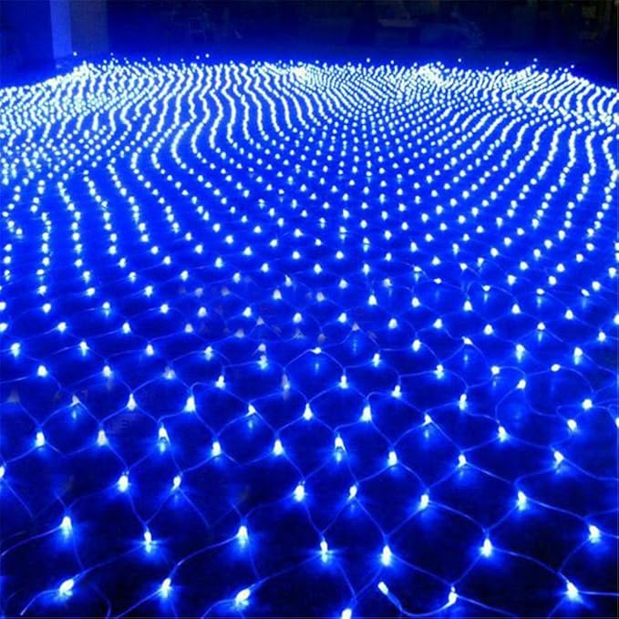 LED Net Mesh String Fairy Lights 204 LEDs, 6.56 Ft x 9.84 Ft,8 Modes, Blue Outdoor Transparency String Lights Waterproof Christmas Decorative Lights for Christmas Tree, Holiday, Party