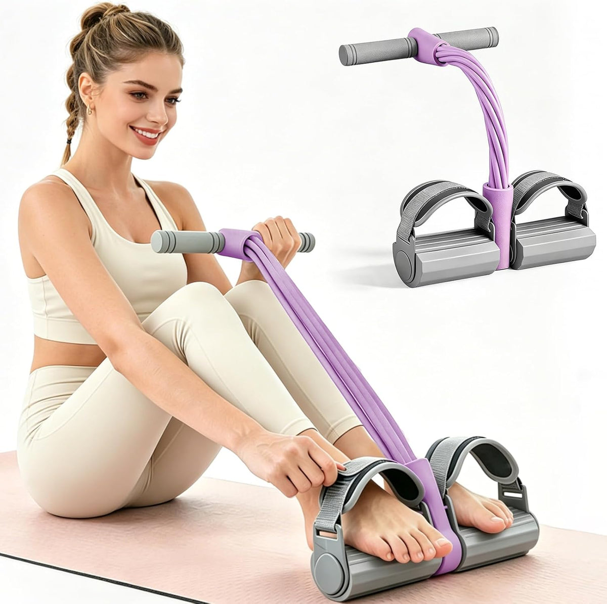 Skiennix Resistance Bands - Adjustable Foot Pedal Design for Full-Body Workouts | 6-Tube Natural Rubber