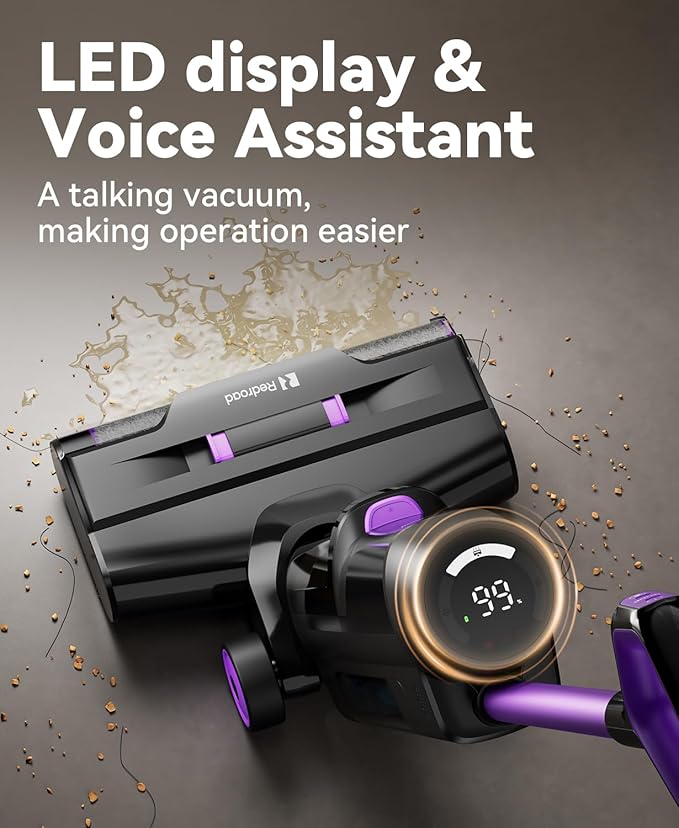 Redroad Wet Dry Vacuum Cleaner 16,000Pa,50Mins Runtime Cleaning Area 3,013 ft²,Cordless Vacuum Cleaner, Cordless Vacuum and Mop All in One,for Hard Floors Sticky Messes and Pet Hair,H15 Set
