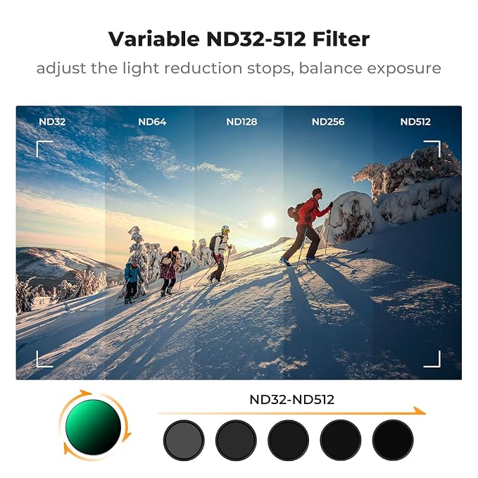 K&F CONCEPT Push in Fit Variable ND32-512 Filter Compatible