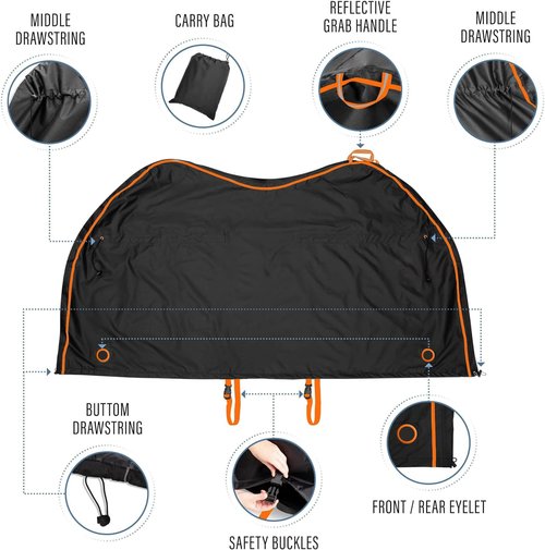 600D Oxford Cloth Bike Cover - Waterproof Outdoor Bicycle Protection with UV Shield | Fits Mountain, Road & Electric Bikes (Black, 75L x 39W x 26H Inch)
