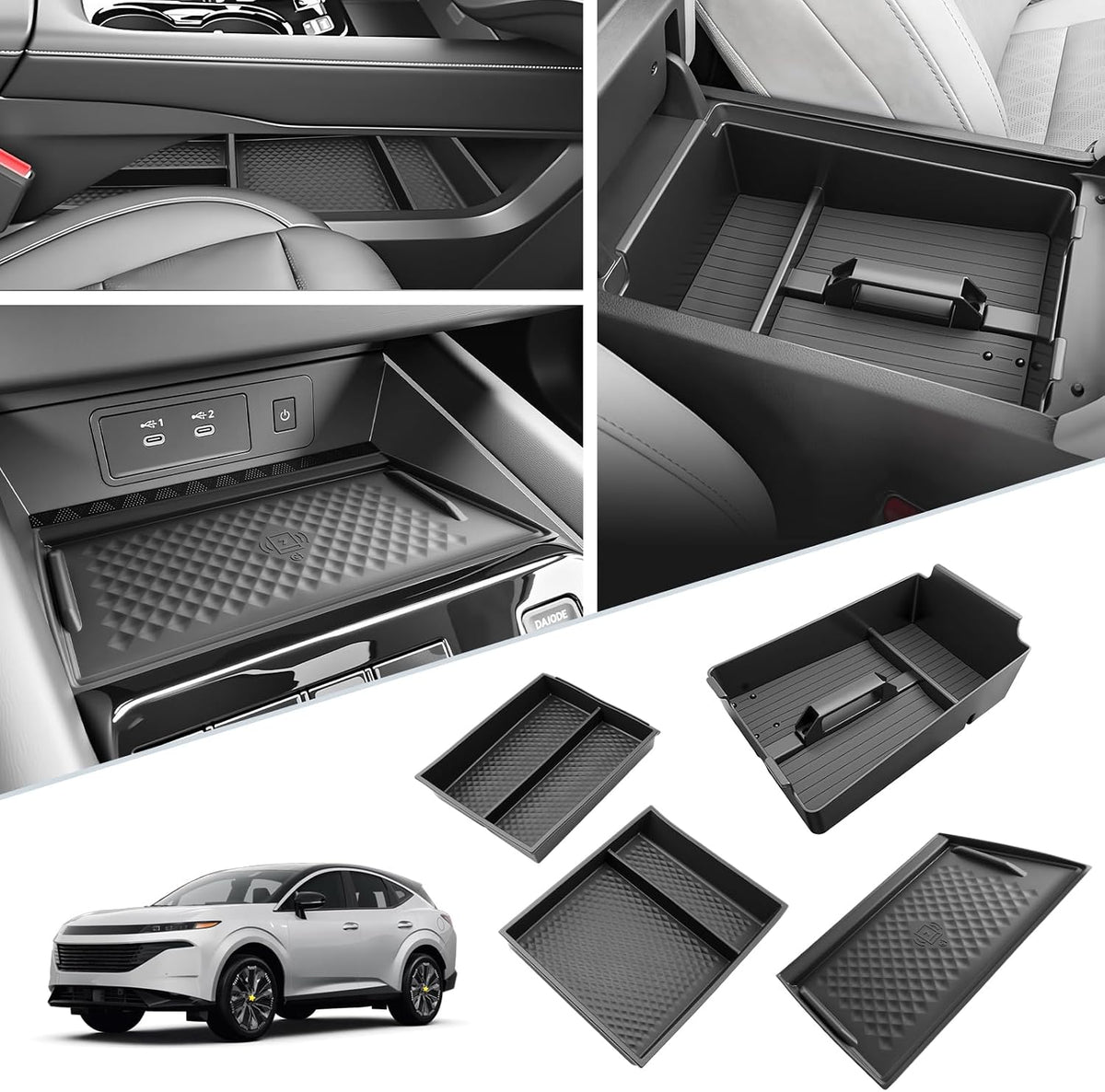 SKTU 4-Pack for 2025 2026 2027 Nissan Murano Center Console Organizer