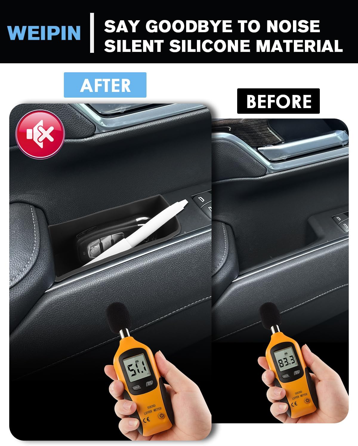 For 4PCS Center Console Door Side Organizer Tray Silicone Materials Compatible with 2022-2026 Silverado&Sierra 1500/2024-2026 Silverado&Sierra 2500HD/3500HD