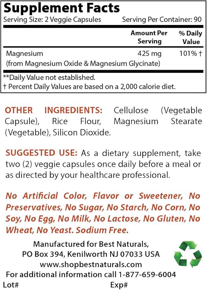 Calcium Pyruvate Powder 8 OZ & Magnesium Glycinate 425 mg