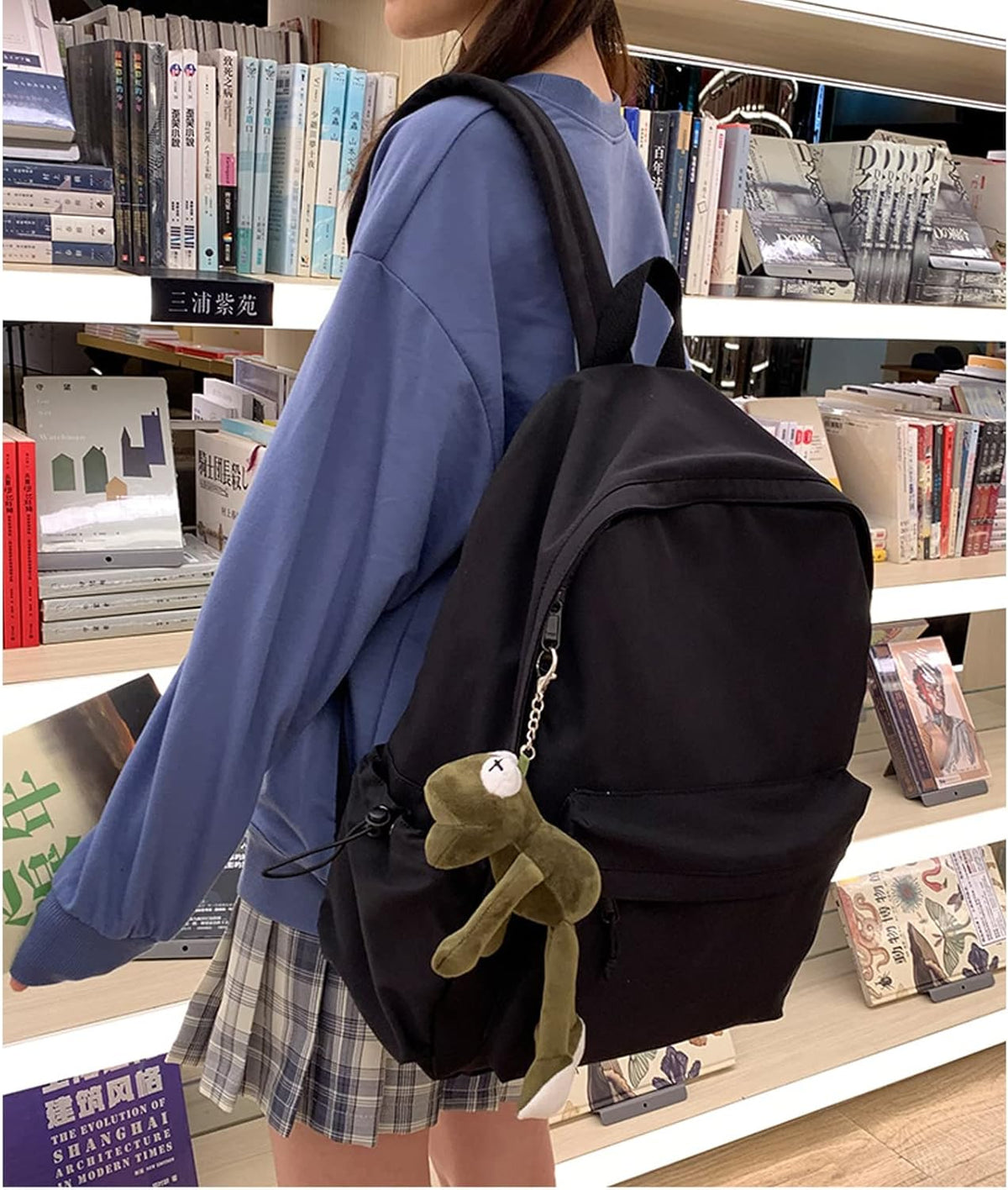 PAUBACK Black School Backpack - Waterproof Lightweight Book Bag for Girls, Teens & Women