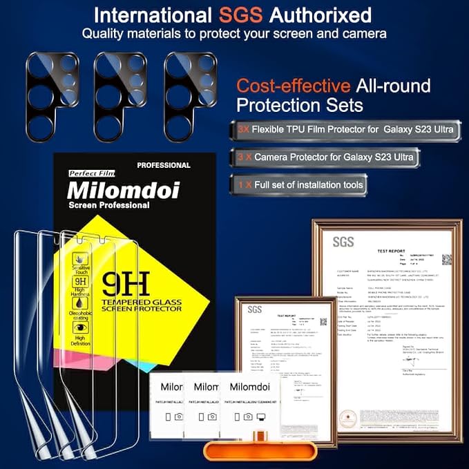 Milomdoi for Samsung Galaxy S23 Ultra Screen Protector Accessories 3 Pack TPU