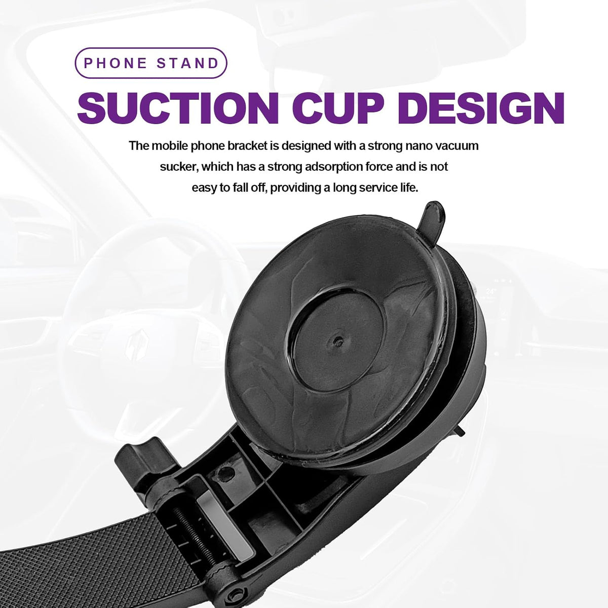 Car Phone Holder Mount Clip, Upgraded 3-in-1 Car Phone Holder Mount, Powerful Vacuum Suction Phone Mount for Car Dashboard Air Vent Windshield, 360° Adjustable, for All iPhone Android Phone