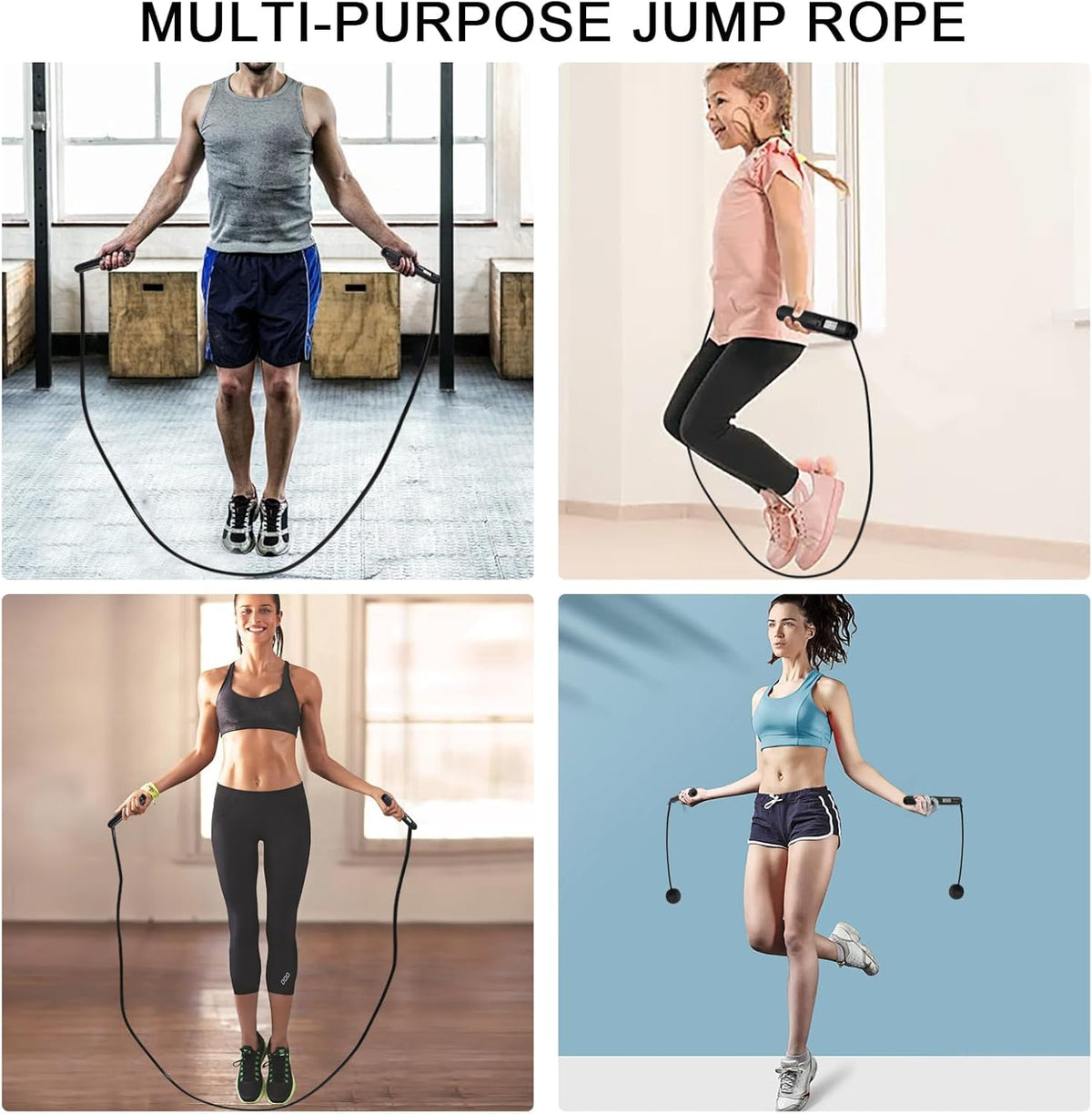 Skiennix Smart Jump Rope - 2-in-1 Weighted Corded & Cordless Design with LCD Display | Adjustable Length for Home Gym Fitness