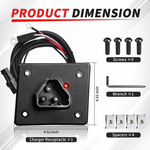 CASISPRO 48V Golf Cart Charger Receptacle for EZGO RXV 2008-UP & 2Five 2010-UP Delta-Q, EZGO Charging Port with Wires, OEM# 602529