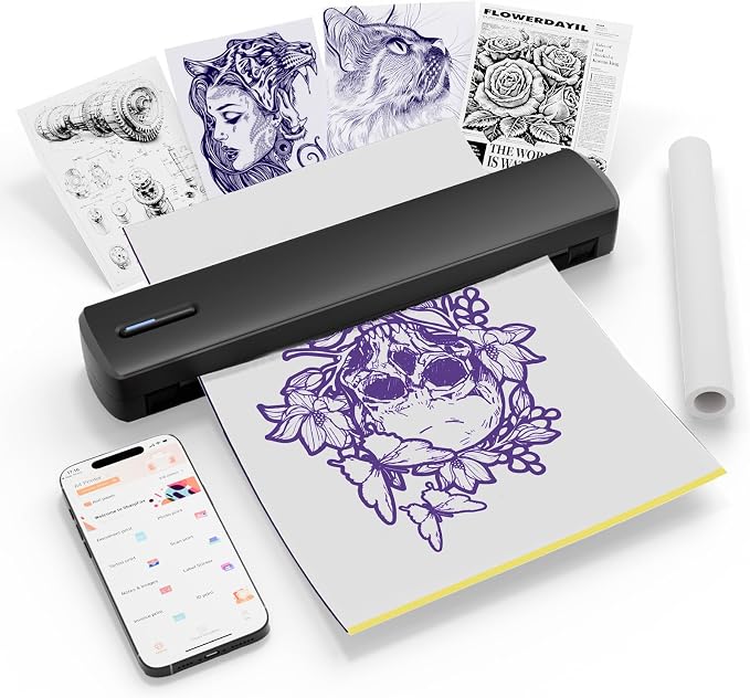 Tattoo Stencil Printer, Portable Wireless Bluetooth Thermal Transfer Machine