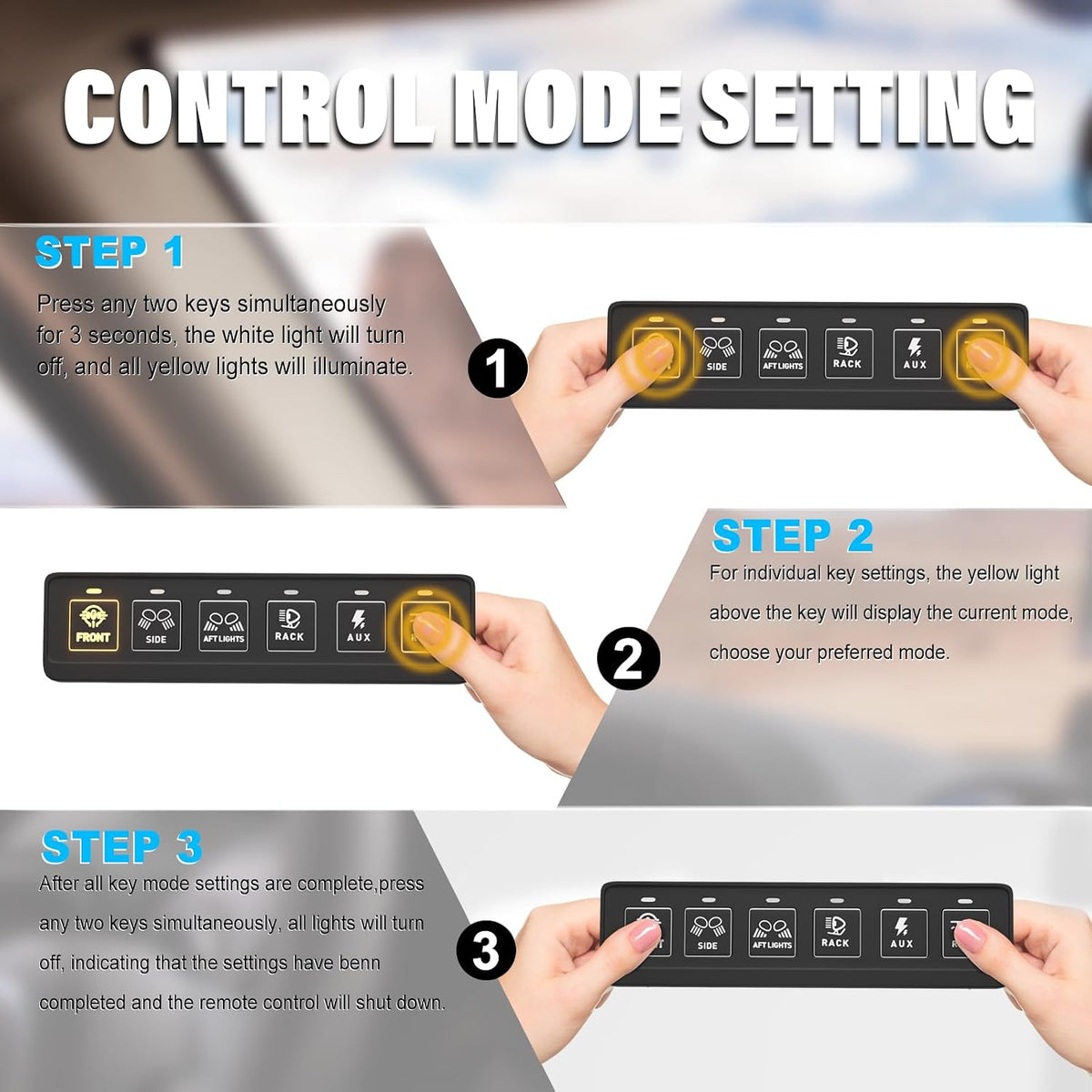 6 Gang Wireless Switch Panel,Multifunction Remote Switch Panel for Offroad Lights with 4 Modes & 2 Power Options & Waterproof -Wide Applicable for 12V/24V Vehicles Truck SUV ATV UTV Boat etc.