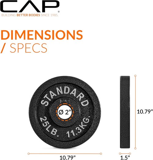 CAP Barbell Olympic Weight Plate - Durable 2-Inch Design | Multiple Sizes Available