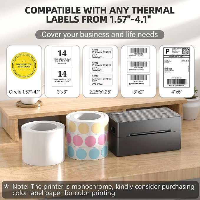PEDOOLO Label Printer, 4x6 Shipping Label Thermal Printer