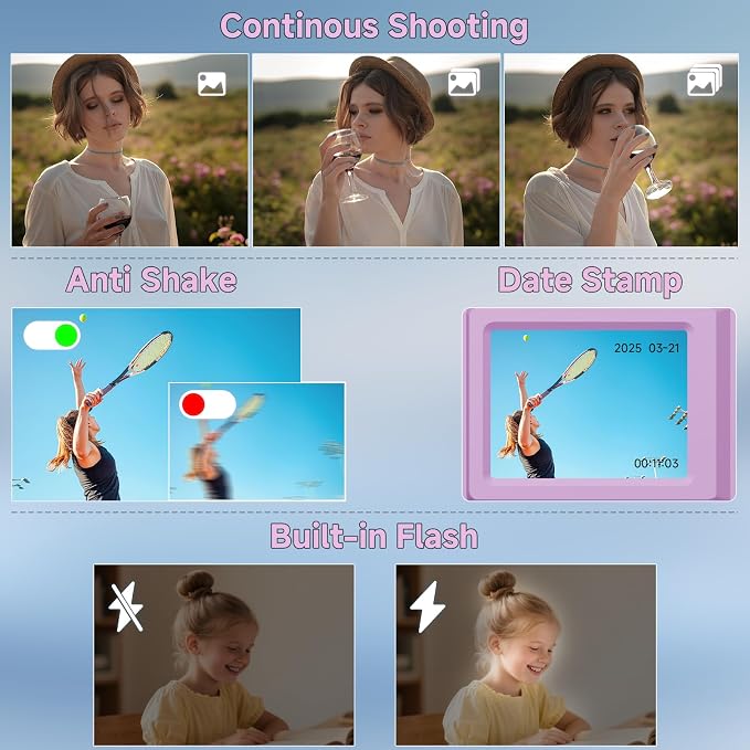 Digital Camera, 56MP 2.7K Dual-Screen Selfie Camera