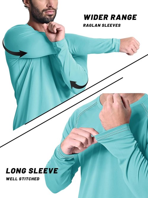 KEFITEVD Men's Long Sleeve UV Protection Shirt - Quick Dry Rash Guard for Fishing & Athletics