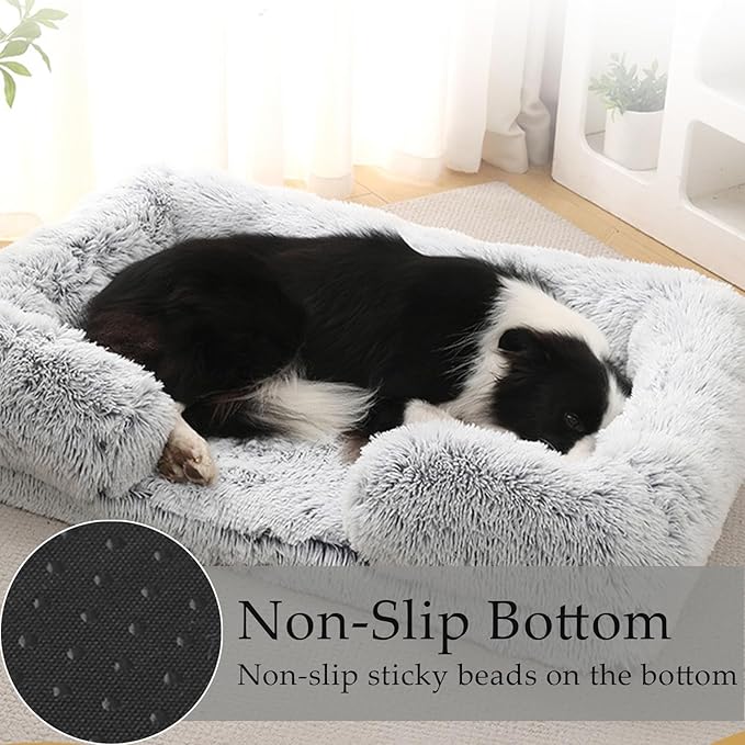 Dog Beds Medium Large Size Dog, Calming Dog Bed with Removable Washable Cover, Waterproof Lining and Nonskid Bottom(Grass Green,M)