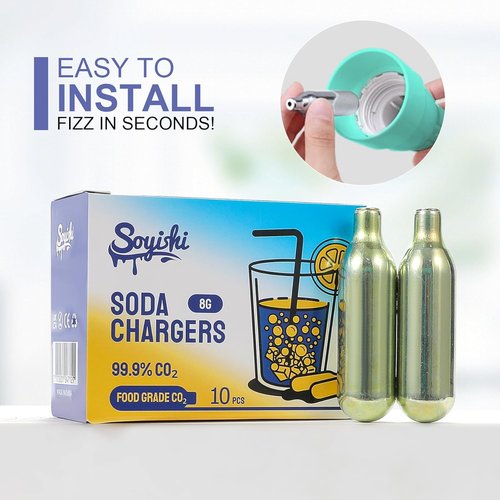 CO2 Soda Chargers - 8g Food Grade Cartridges for Soda Makers | Non-Threaded, 10 Pack