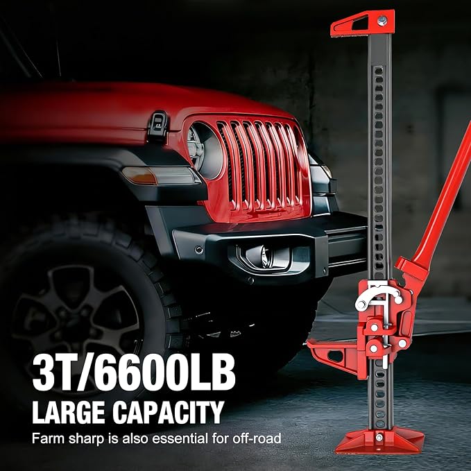 Big RED Torin 48" Ratcheting Off Road Utility Farm Jack, 3 Ton (6,000 lb) Capacity, Red