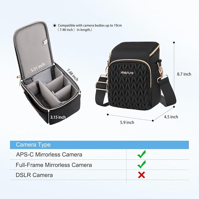 MOSISO Camera Bag, Small Dual Access Crossbody Shoulder Bag