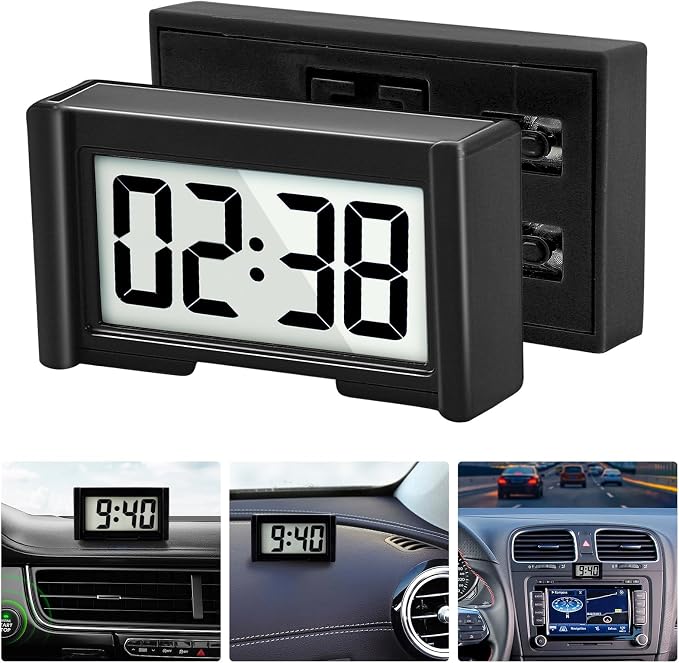 YOUNGFLY Small Digital Clock, Mini Car Dashboard Clock Battery Operated