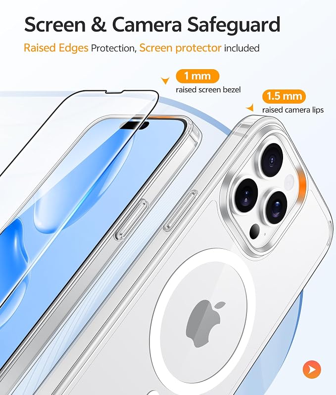 FNTCASE for iPhone 14 Pro Case: Anti Yellowing Transparent Clear Magnetic Phone