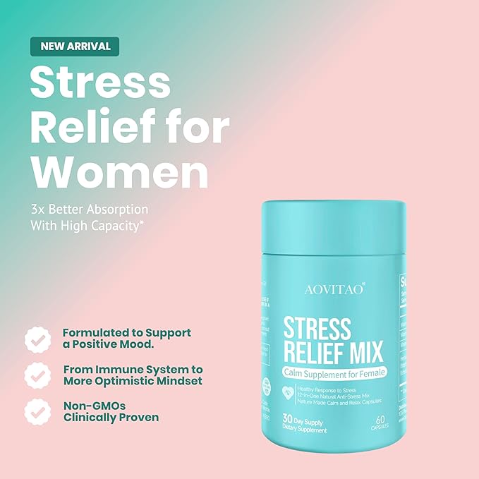 Ashwagandha for Women Supplement with L-Theanine Magnesium, Stress Relief, Focus and Relaxation Support Anxiery Pill
