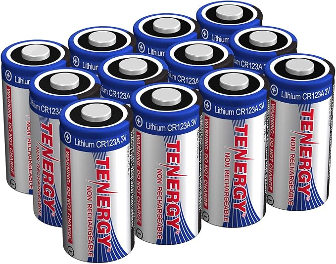 Tenergy 3V CR123A Lithium Battery, High Permance 1500mAh CR123A Cell Batteries