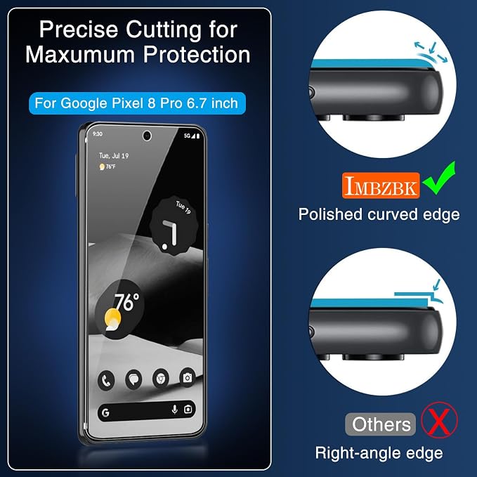 IMBZBK 3 Pack Screen Protector for Google Pixel 8 Pro Tempered Glass
