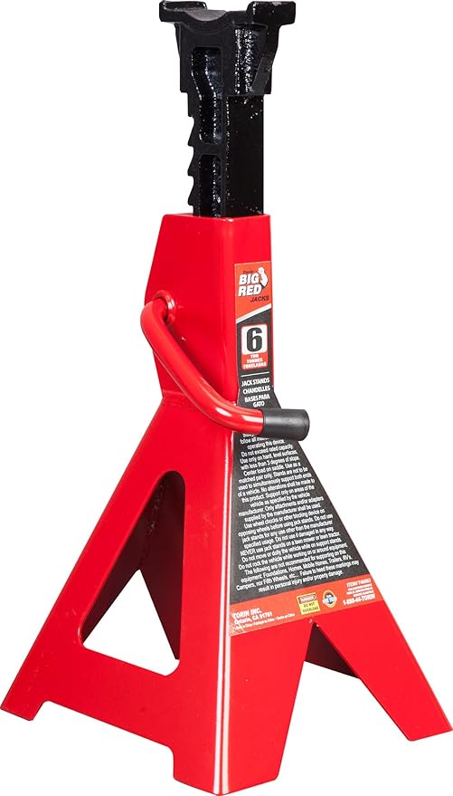 BIG RED T46202 Torin Steel Jack Stands: 6 Ton (12,000 lb) Capacity, Red, 1 Pair