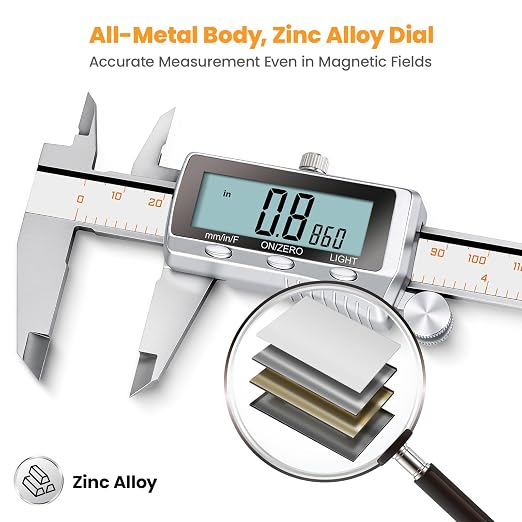 HARDELL Digital Caliper 8 Inch, Rechargeable All Metal Electronic Micrometer