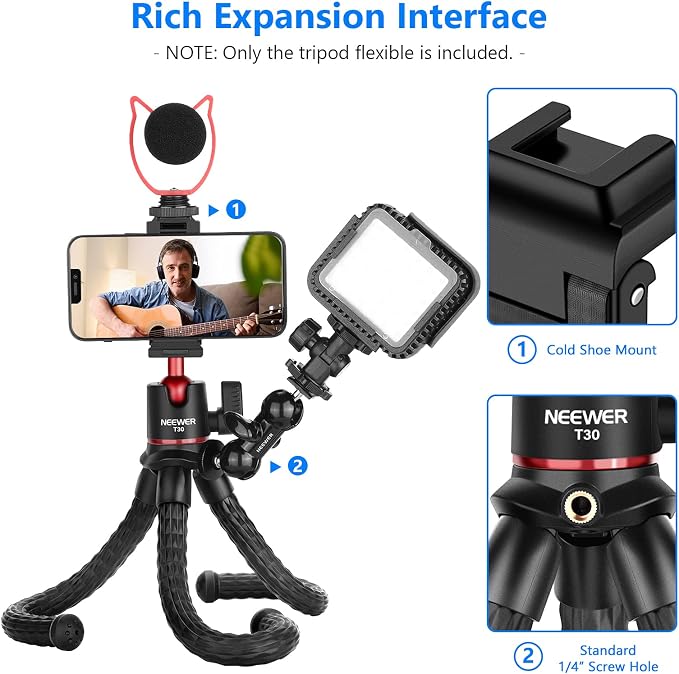 NEEWER Camera Tripod with Remote, Mini Flexible Vlog Phone Tripod Stand with