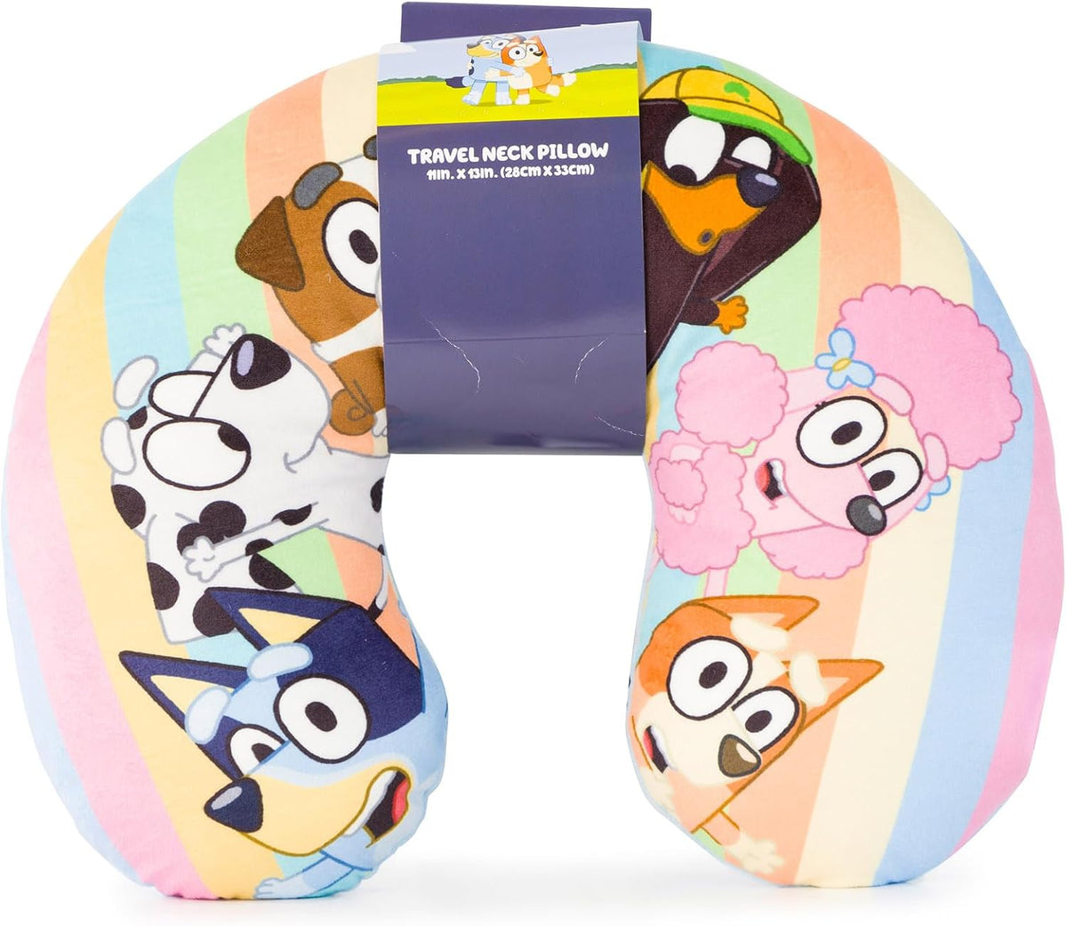 Jay Franco Bluey Kids Travel Neck Pillow - Soft Polyester Support for Car, Airplane & Road Trips - Cute Bluey and Bingo Design - Comfortable Child Neck Support for Ages 3-10