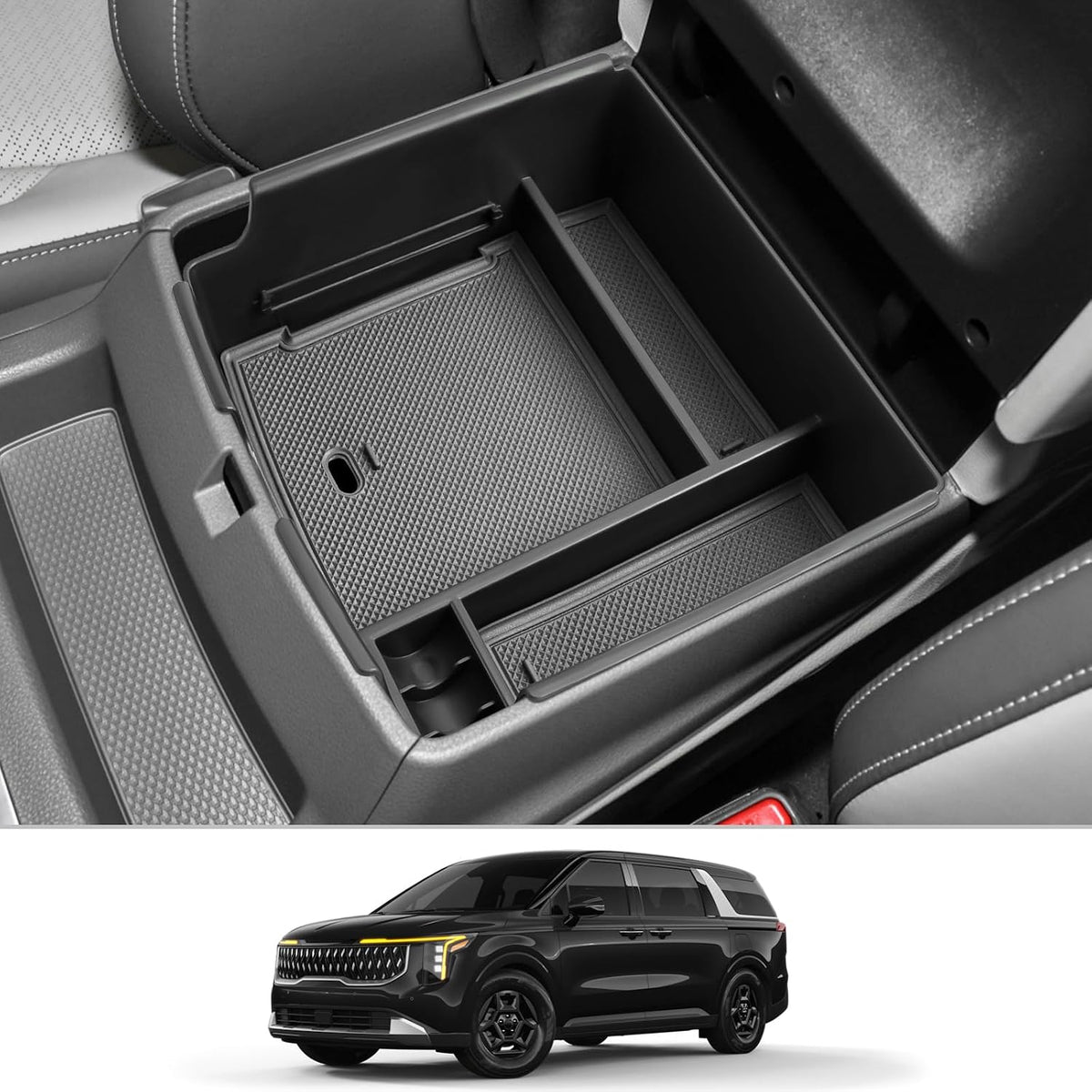 CDEFG for 2026 2027 Kia Carnival Center Console Organizer Tray 2022-2027 Kia Carnival LX LXS EX SX SX Prestige Accessories Middle Console Organizer 2025 Carnival Armrest Storage Box