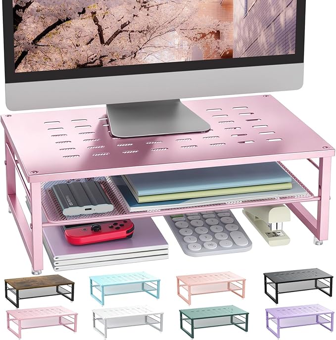 Gianotter 2-Tier Metal Monitor Stand Riser, Workspace Organizer