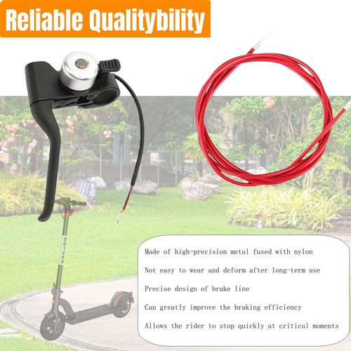 Haokixin Left Brake Lever Nylon and Red Brake Cable Fits for GOTRAX GXL V2 Electric Scooters Parts, Scooter Brake Lever Handle Accessories, Black, with Bell