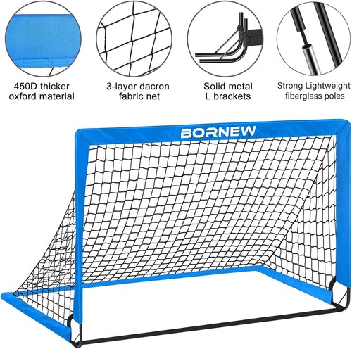 Kids Soccer Goal Set by [Brand Name] - Portable 6x4 & 4x3 Ft Training Nets for Ages 3-16
