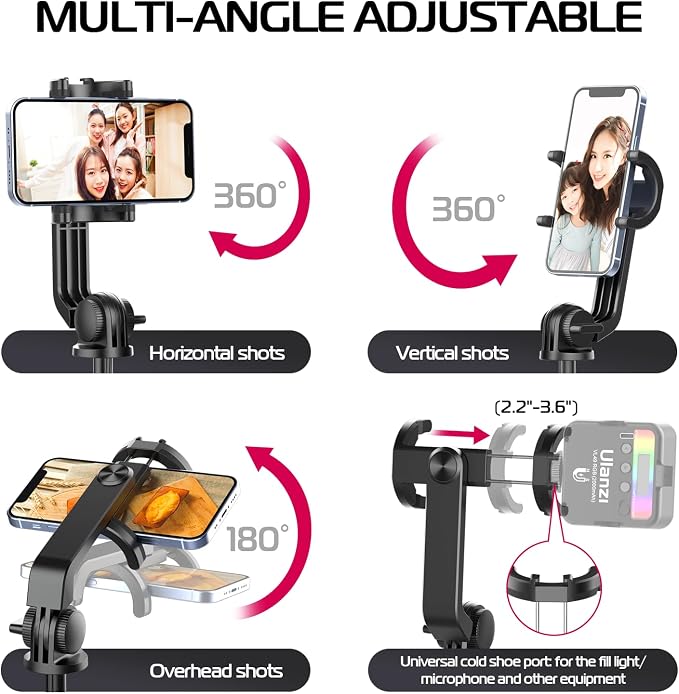 ULANZI SK-03 Selfie Stick Tripod, 3 in 1 Extendable Phone Holder