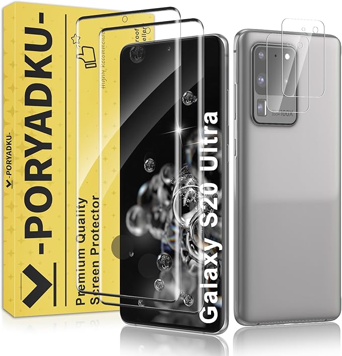 2+2 Pack for Samsung Galaxy S20 Ultra Screen Protector and Camera Protector