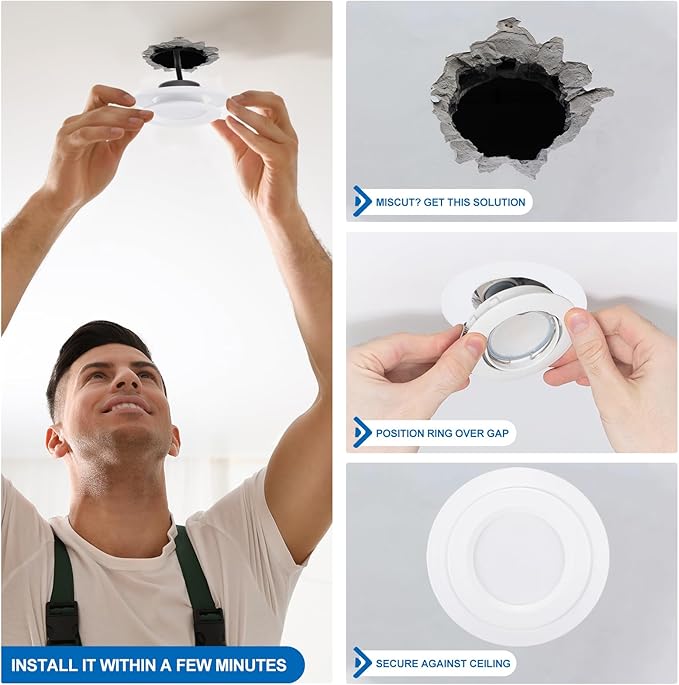 PATIKIL 4.5" ID 6.3" OD Plastic Trim Ring, Translucent Matte White