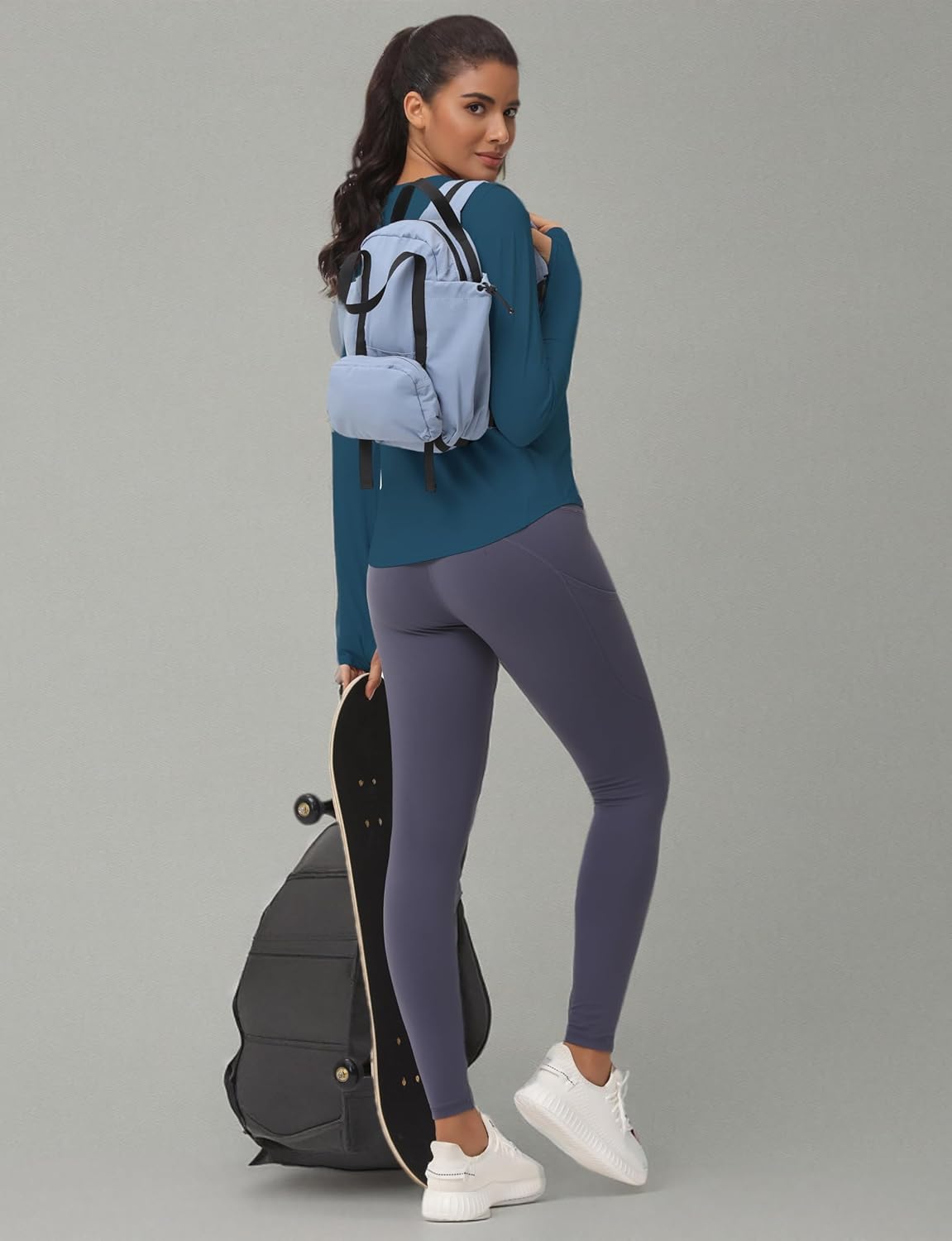 The Gym People Women's Long Sleeve Workout Shirts - Athletic Crewneck Hiking Tops with Thumb Hole