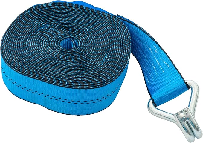 Mytee Products 4 Pack 2 inch x30 ft Heavy Duty Ratchet Straps with Double J Hooks - 10,000 Lbs Breaking Strength Blue Tie Down Straps w/Wire Hooks for Industrial Use, Trailers, Truck Cargo