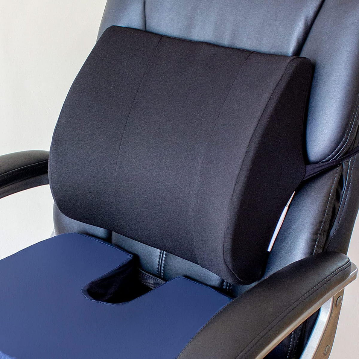 DMI Memory Foam Lumbar Pillow Support Pillow Back Support Chair Cushion with Strap for Better Posture and Easing Back Pain, Black