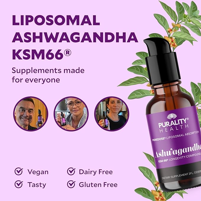 Ashwagandha Liposomal Liquid Formula for Enhanced Memory and Brain Performance, KSM-66 Ashwagandha Extract, 2 fl oz, Chai Flavor