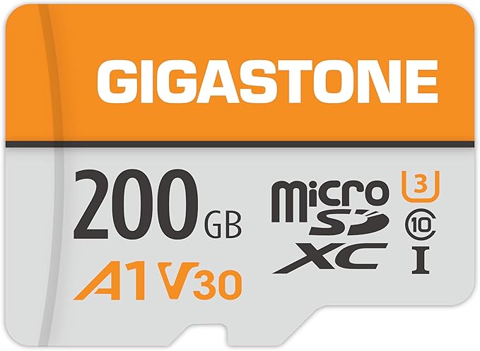 GIGASTONE 200GB Micro SD Card, A1 V30, 4K Video Recording, Compatible