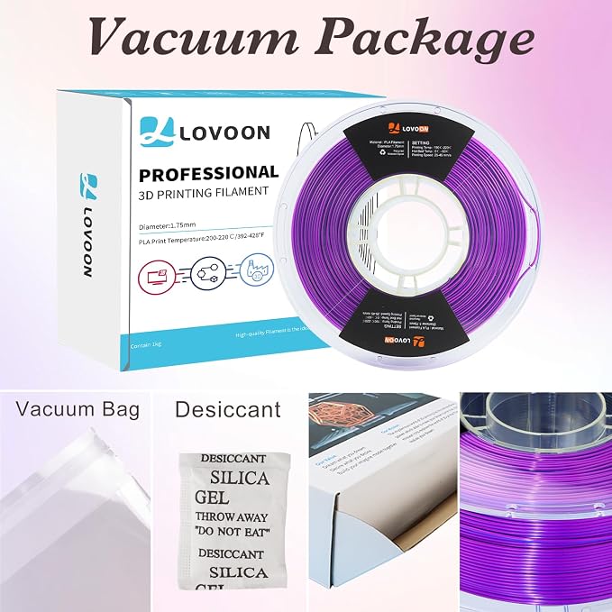 LOVOON 3D PLA Printer Filament 1.75mm, Silk Tricolors PLA Blue/Black/Purple
