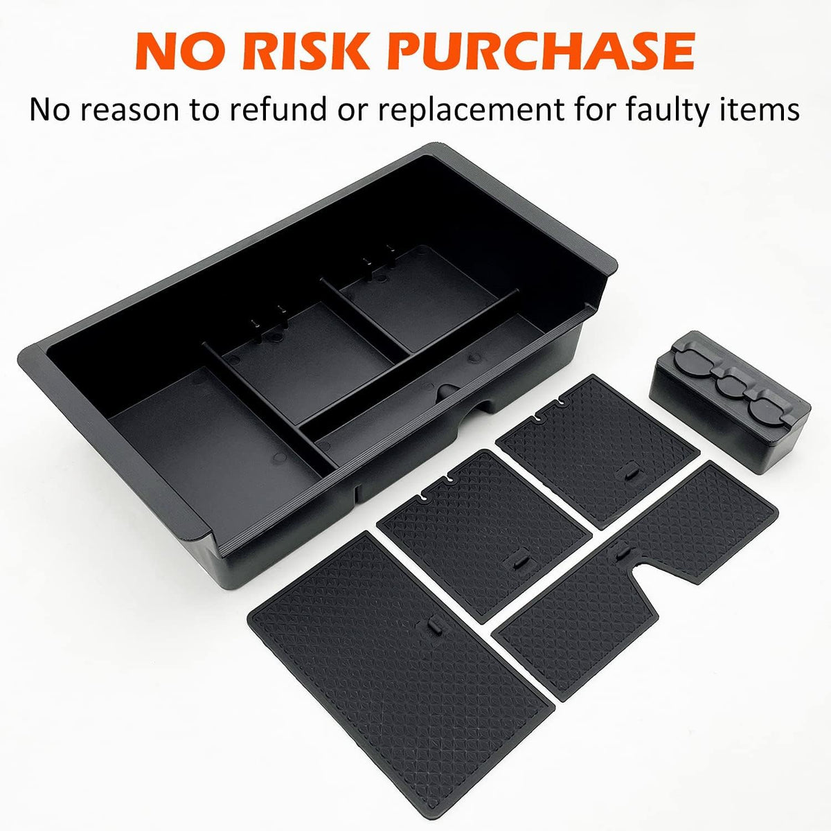Center Console Organizer Tray Compatible with 2014-2018 GMC Sierra Accessories, (2015-2020) Yukon/Chevy Tahoe Silverado Suburban, Armrest Storage Box Replaces 22817343(Black)